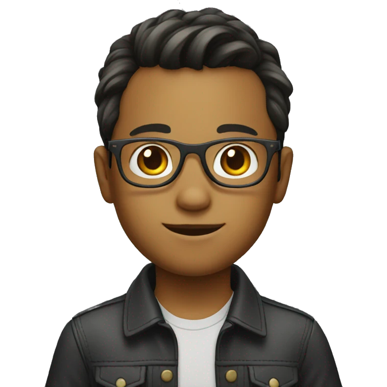 A young boy with a ponytail and wearing glasses emoji