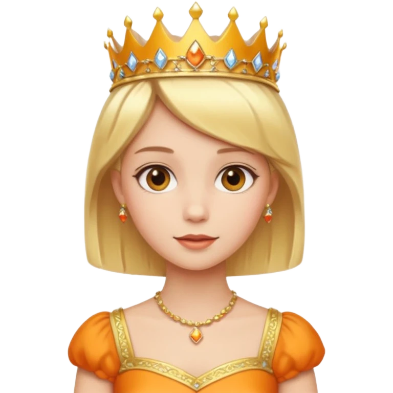 Princess in orange yellow Dress with gold Tiara, short Blonde Hair emoji