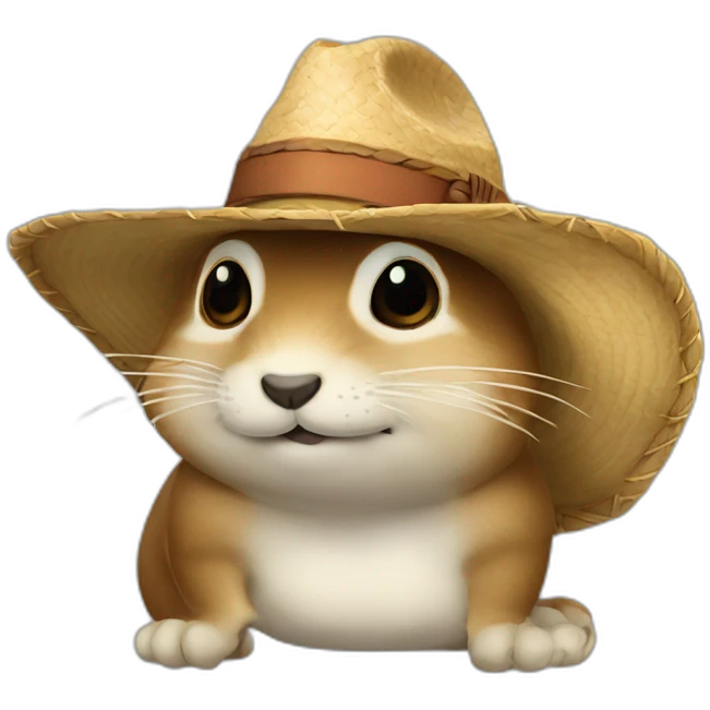 una ardilla con sombrero alegre fumando emoji