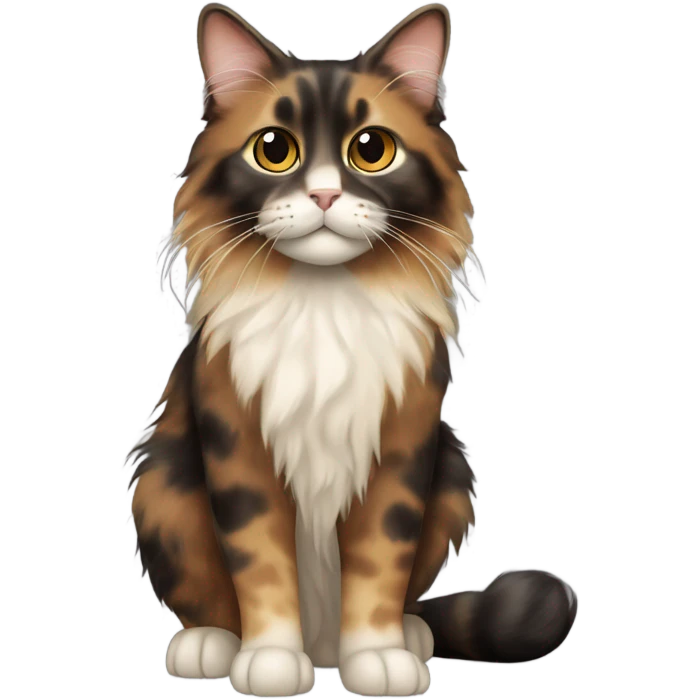 long haired mixed brown, light brown, black tortoiseshell efur cat whole body emoji