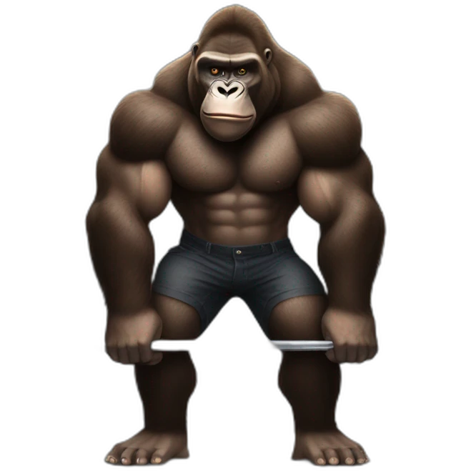Gorilla lifting weights with Dwayne the rock Johnson emoji