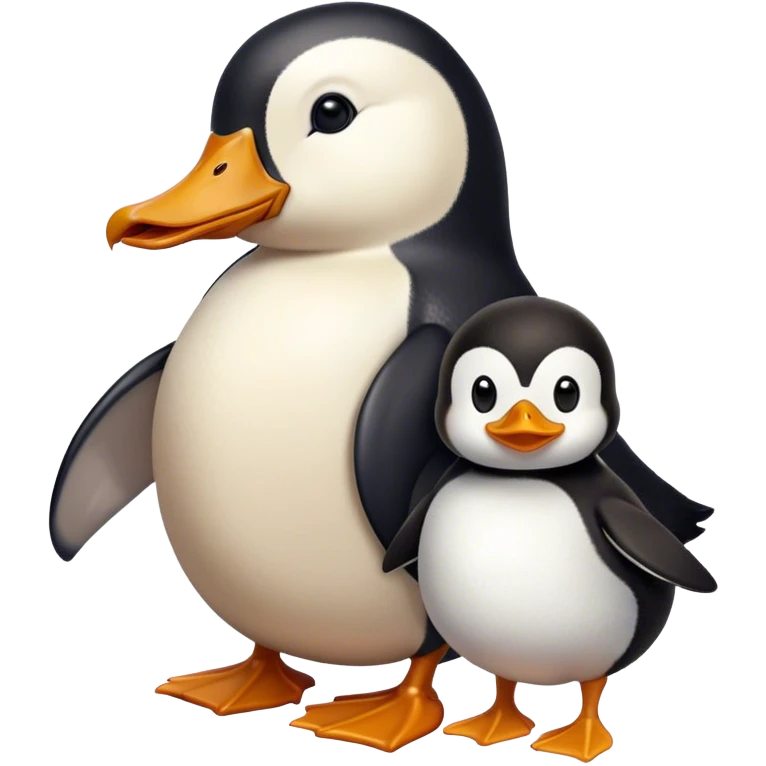 Duck with human hair and a penguin with human hair emoji