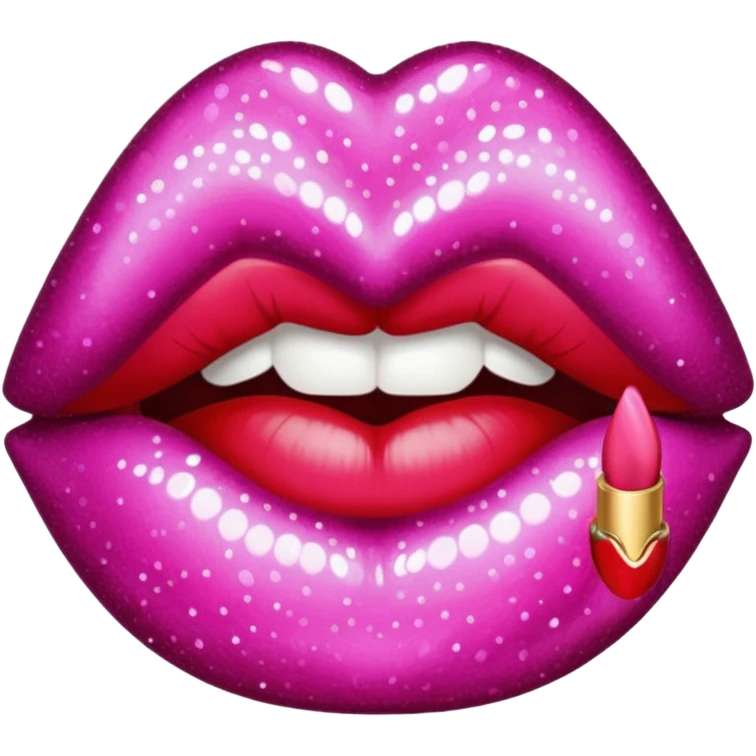 glitter dark pink kiss  emoji