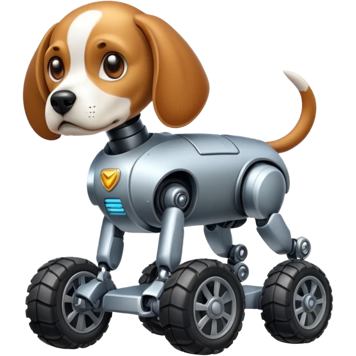 Stylish Military Robot beagle dog with off-road wheels  emoji
