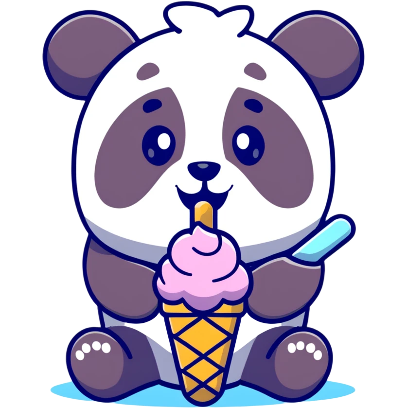 Panda eating ice cream emoji
