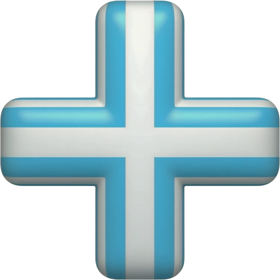 White and blue horizontal striped cross emoji