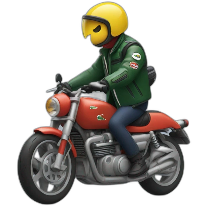 In motociclye with lacoste puffer emoji