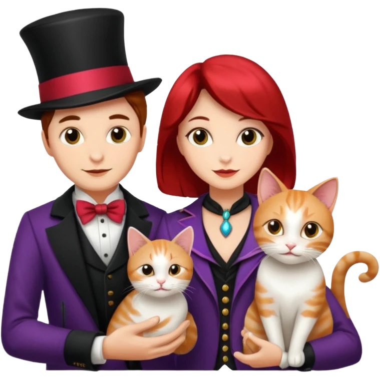 magician couple and their pet cat emoji