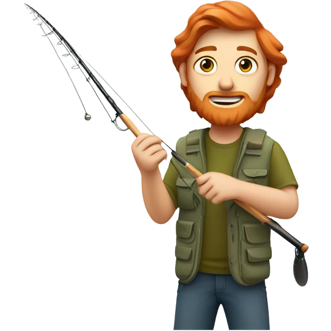 Redhead man catching steelhead emoji