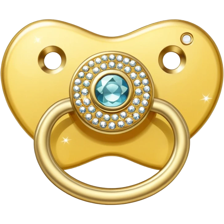Bedazzled, gold sparkly pacifier emoji