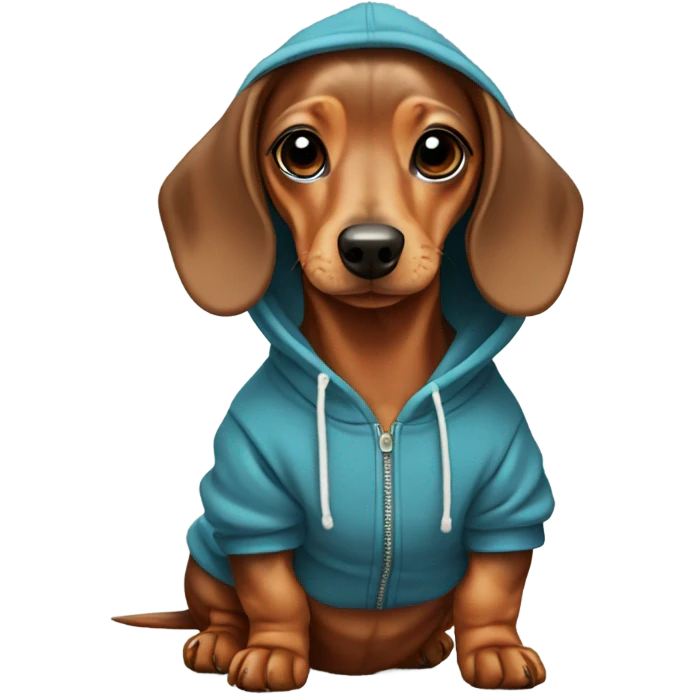 mini dachshund in a hoodie emoji