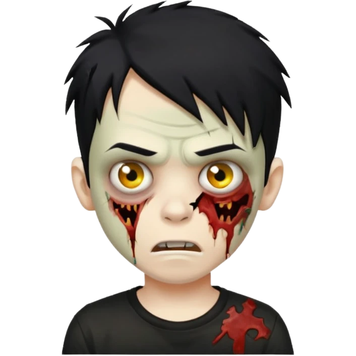 boy zombie with black hair emo black tshirt emoji