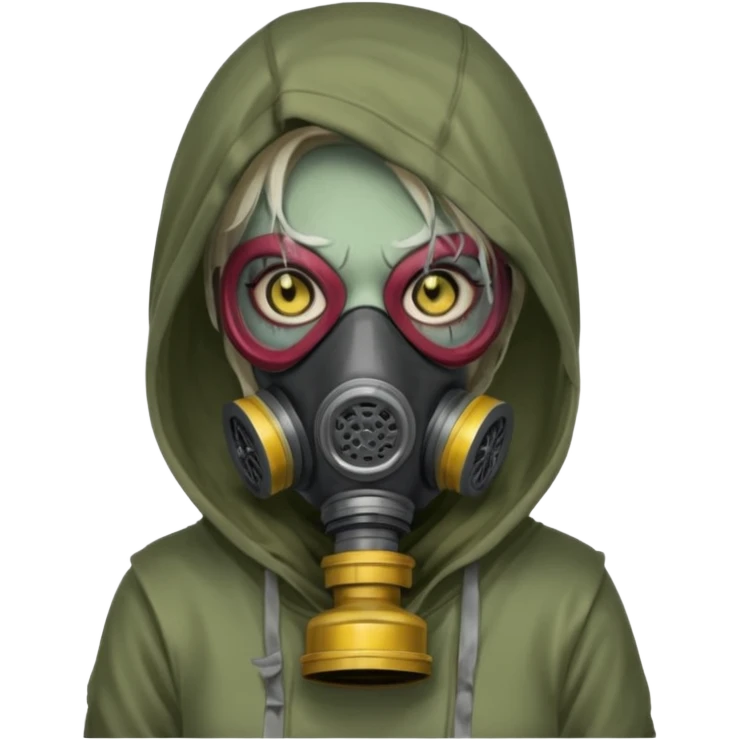 Zombie in gas masks woman hoodie emoji