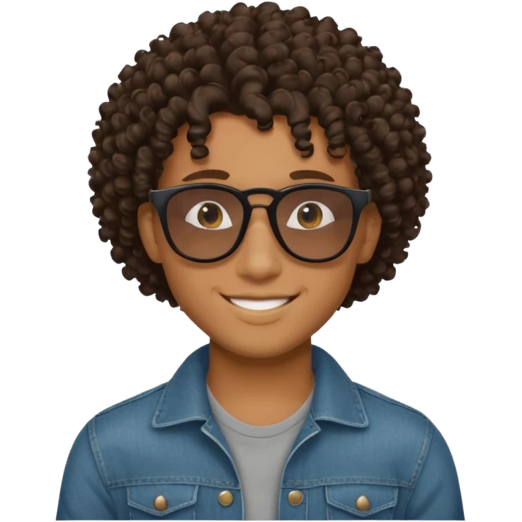 new york, cool young black guy with shades, curly hair, nice smile emoji