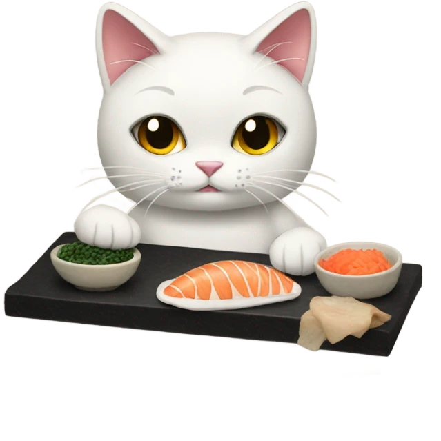 Rag doll cat making sushi emoji