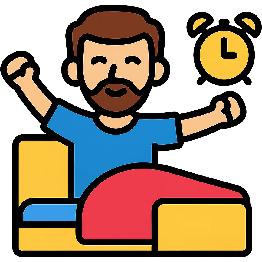 color outline icon of Messi waking up, simple lines emoji