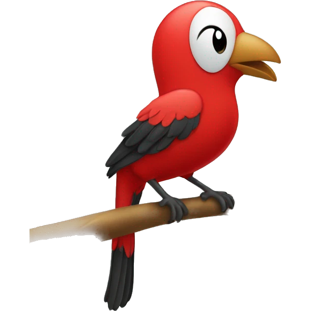 Pájaro rojo cantando en una rama emoji