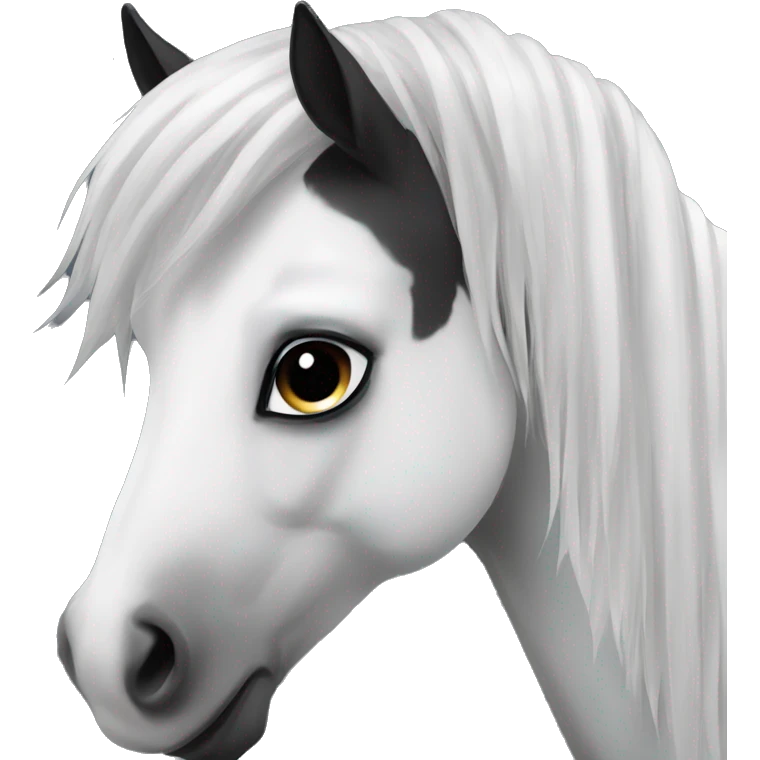 Black and white Horse with long forelock  emoji