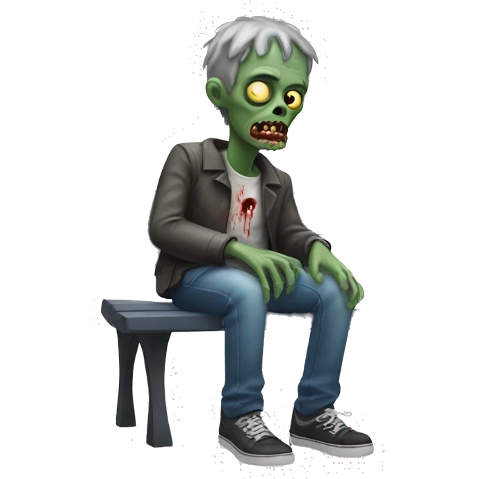 Zombie sitting on a park bench emoji