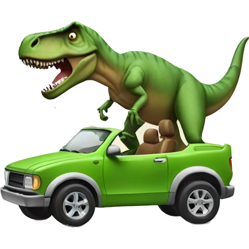 T. rex driving a car emoji