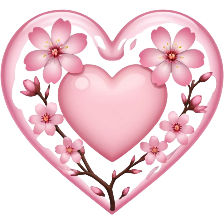 sakura heart with a transparent center emoji