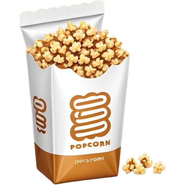 minimalist caramel popcorn in a plain package, golden brown caramel color, extremely simple design, no text, glossy iOS emoji style emoji