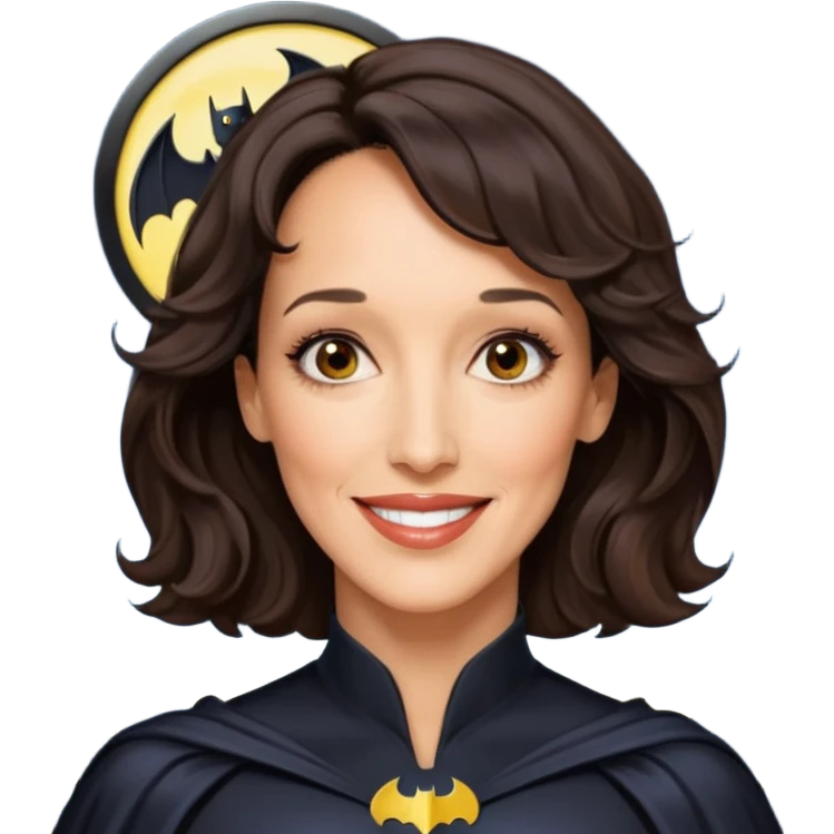 bat signal shining out in the sky plus jennifer beals emoji