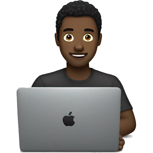 a white skin black hair guy behind a laptop emoji