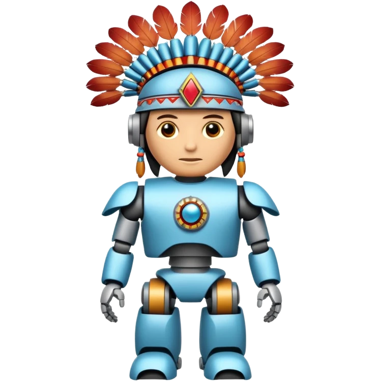 Full Robotic figure wearing native American regalia emoji