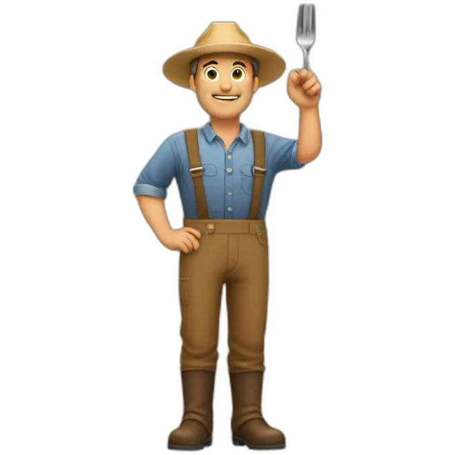 farmer man saluting with fork emoji