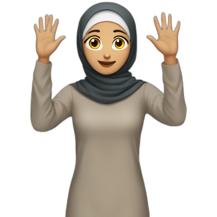 hijabi with her hands up emoji