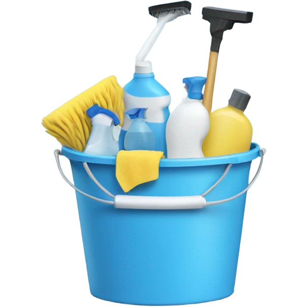 Bathroom Cleaning supplies in a bucket light blue  emoji