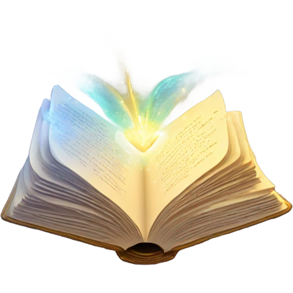 An open book with magic coming out of it emoji