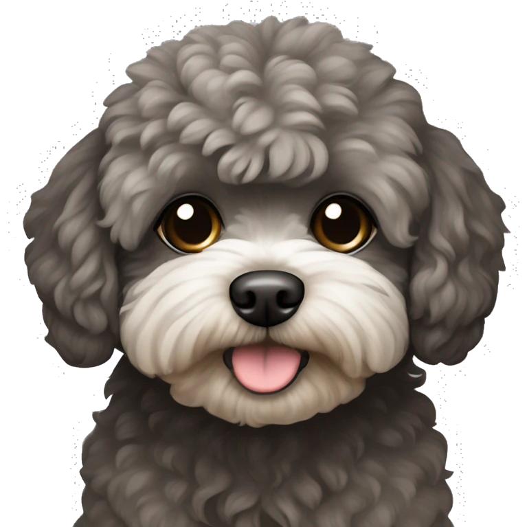 Dog maltipoo dark grey/brown fur sitting emoji