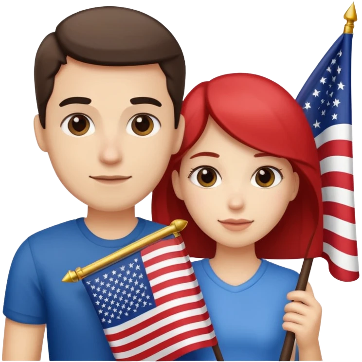 american flag hold in hands by a couple emoji