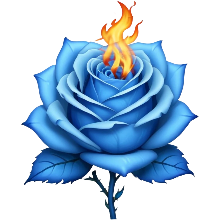 Create blue rose burning in blue flame emoji