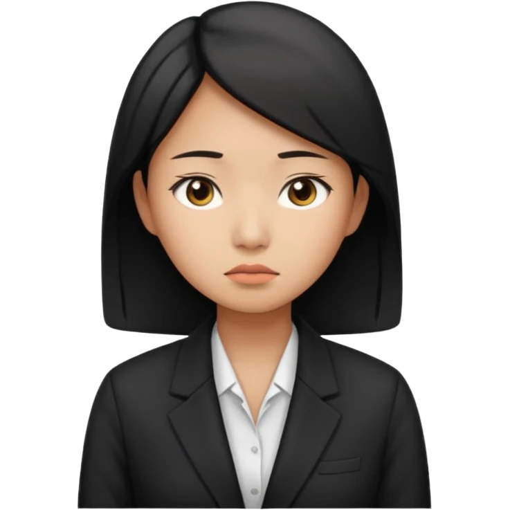 sad asian women office worker emoji