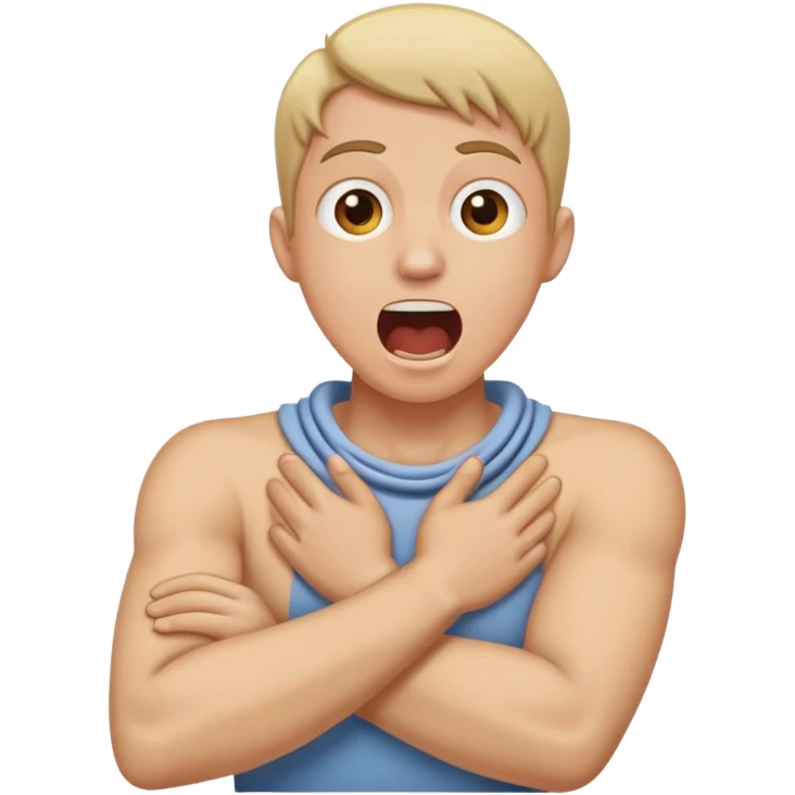 guy or girl with crossed arms around neck screaming  emoji