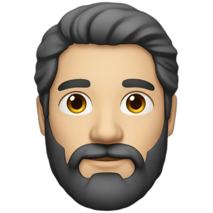 German man at 35 years with middle long black hair and beard emoji