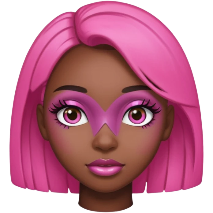 black girl with pink lashes on  emoji