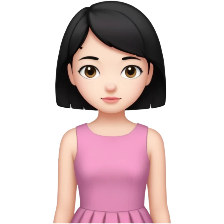 Un emoji de una. Chica adolescente vestido rosado pelo corto negro casi por los hombros emoji