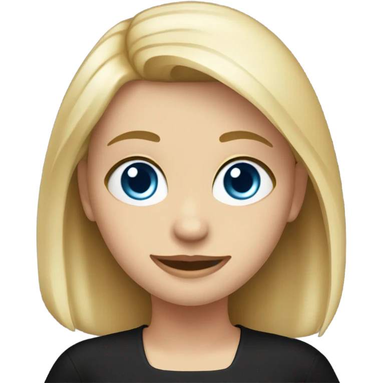 full body blonde girl with blue eyes sitting in black dress on the floor emoji