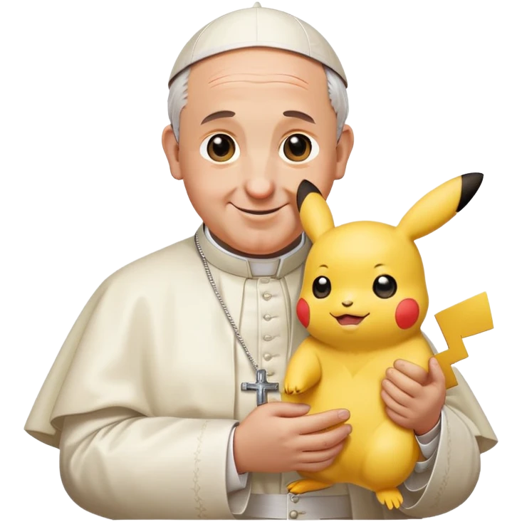 pope francis holding a pikachu emoji
