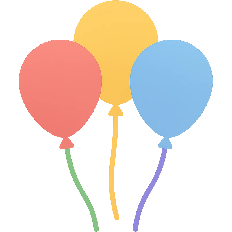 a bunch of colorful balloons, simple and cheerful emoji
