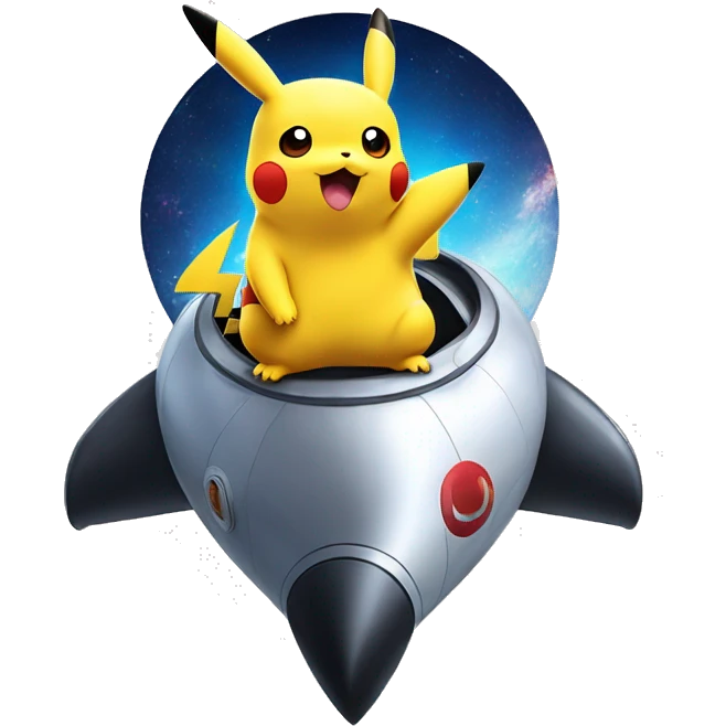 PikaChu on rocket emoji