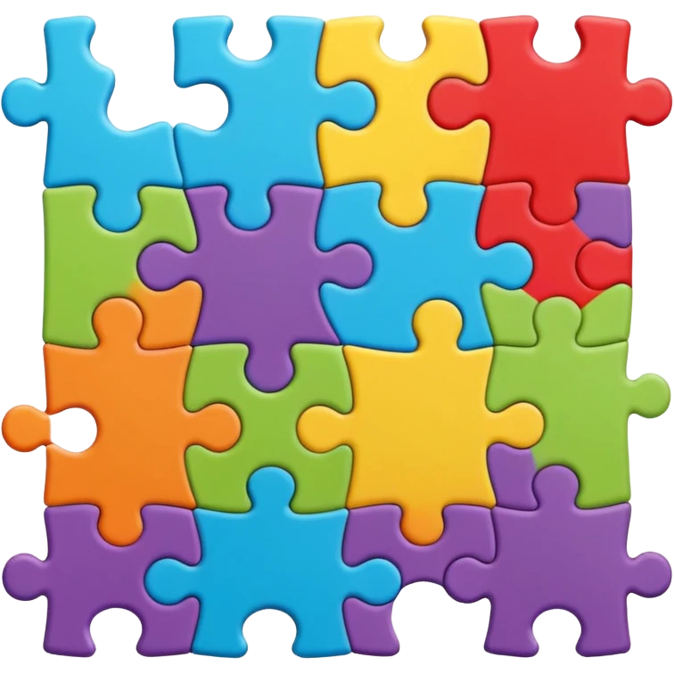 An icon showing connected jigsaw puzzle pieces with letters emoji