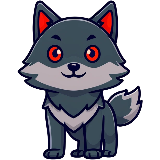black wolf with glowing red eyes emoji