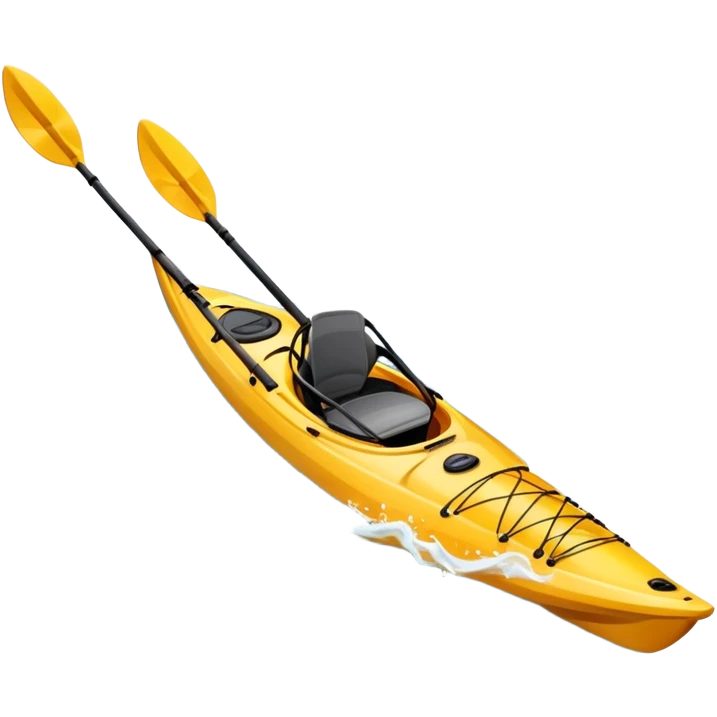 An icon showing a close-up of a kayak gliding over rippling water, with a double-bladed paddle in motion and splashes around. The sleek shape of the boat and dynamic strokes highlight the speed and precision of kayaking. Transparent background emphasizes the energy of the sport. emoji