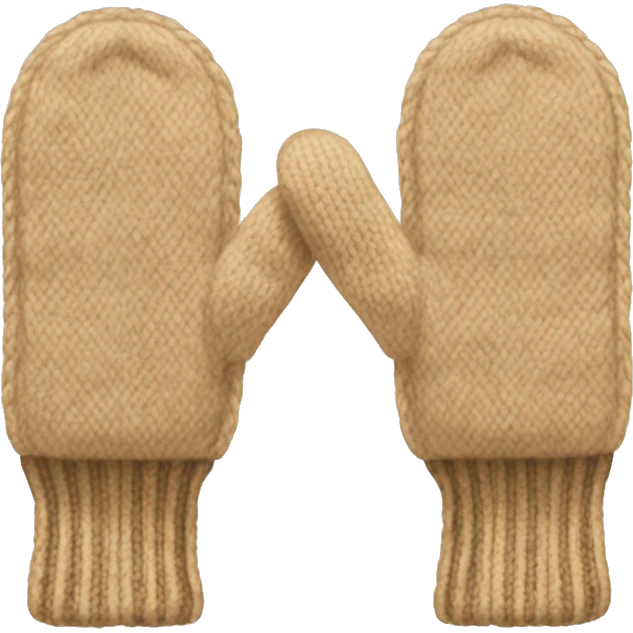 pair of wool tan mittens with thumbs emoji