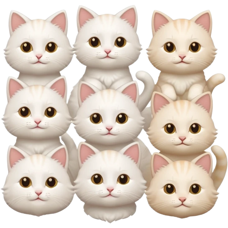 White cute cats with accessories emoji